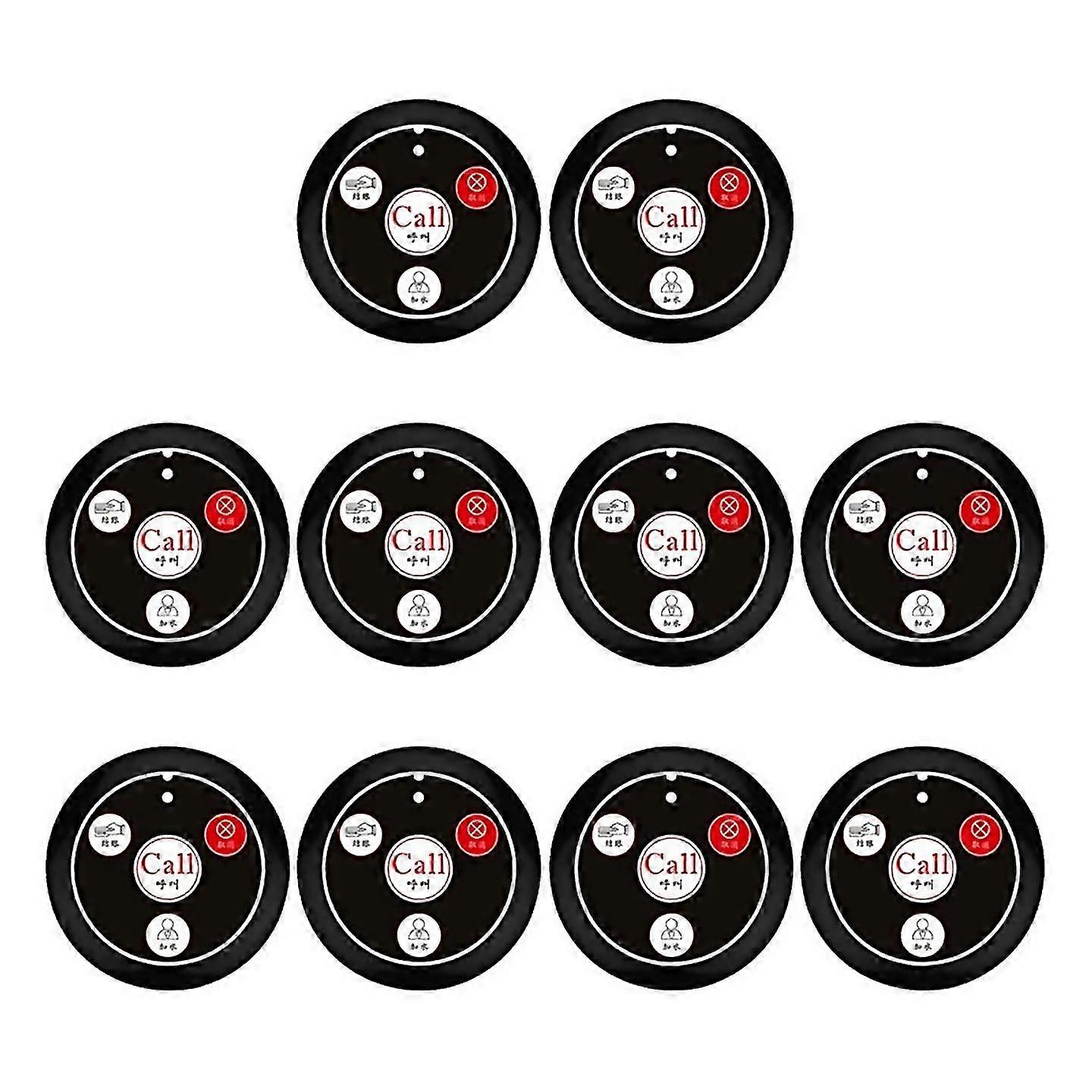 Für 10pcs Call Button Wireless Pager Waiter Calling System Schwarz
