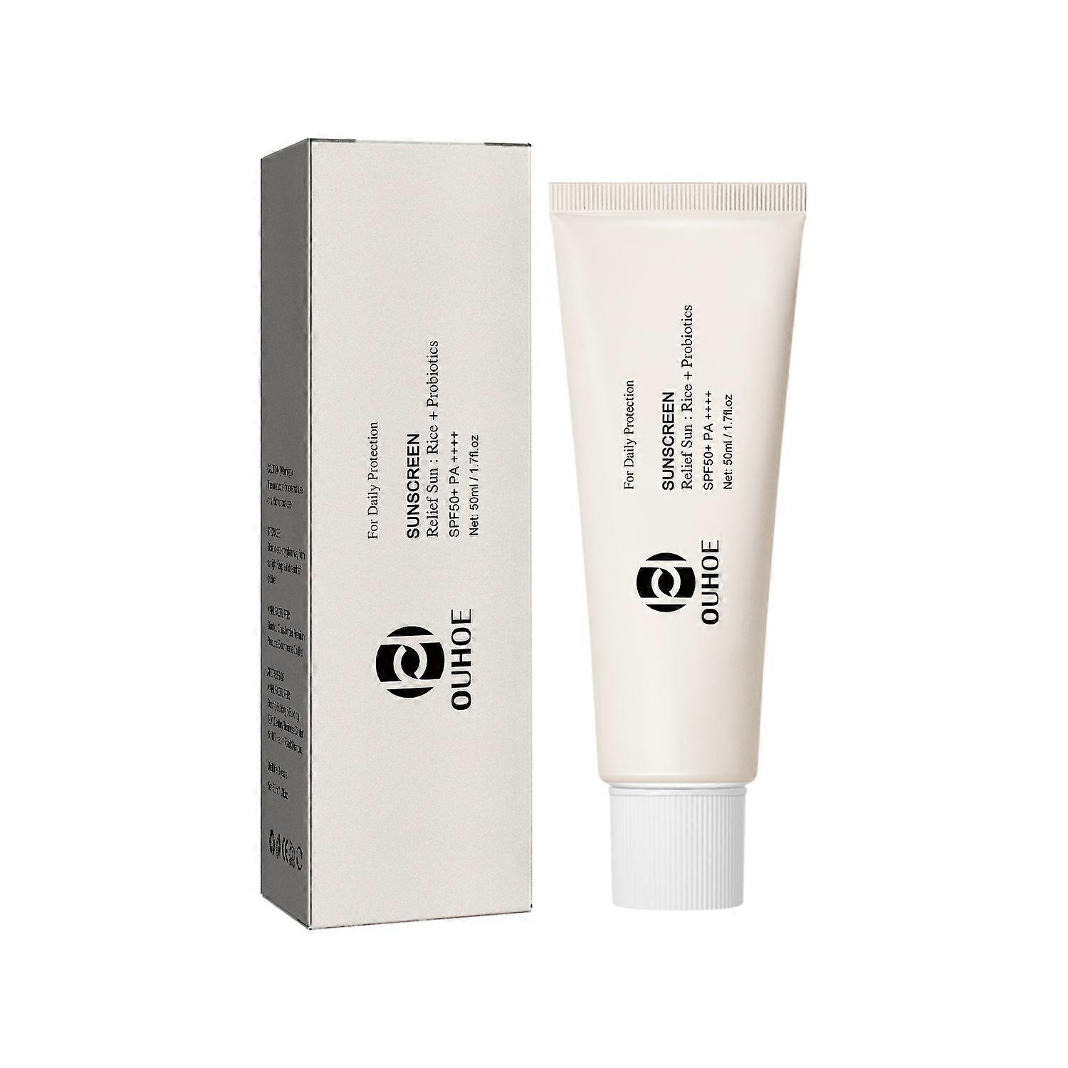 1-6x OUHOE Rice Probiotic Protection Cream 50ml SPF50+ UV Defense Moisturizing Facial Sunscreen