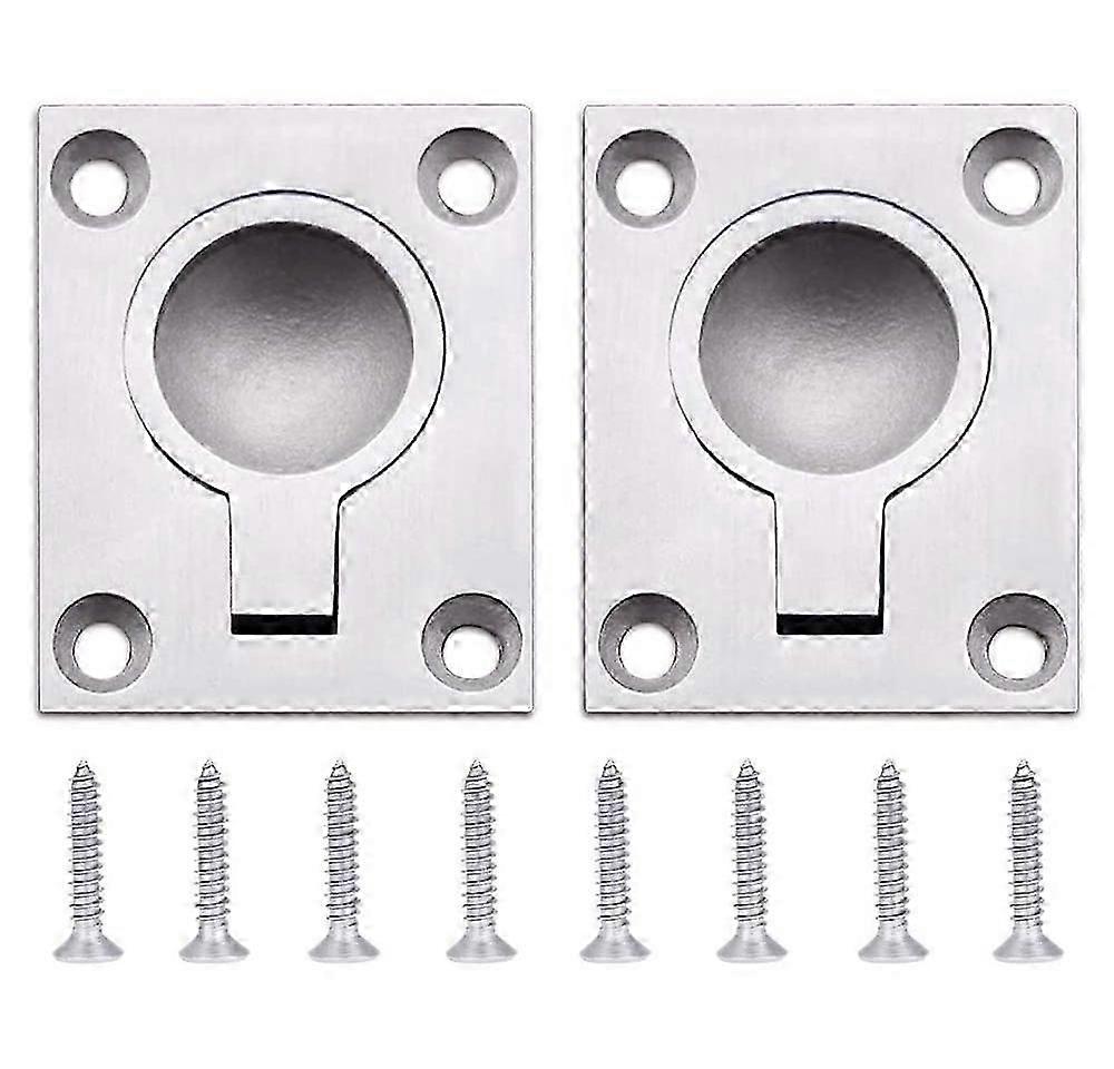 (2 Pieces) Flush Ring Pull Handle Hatch Locker Cabinet Concealed Handle 48x 38 mm