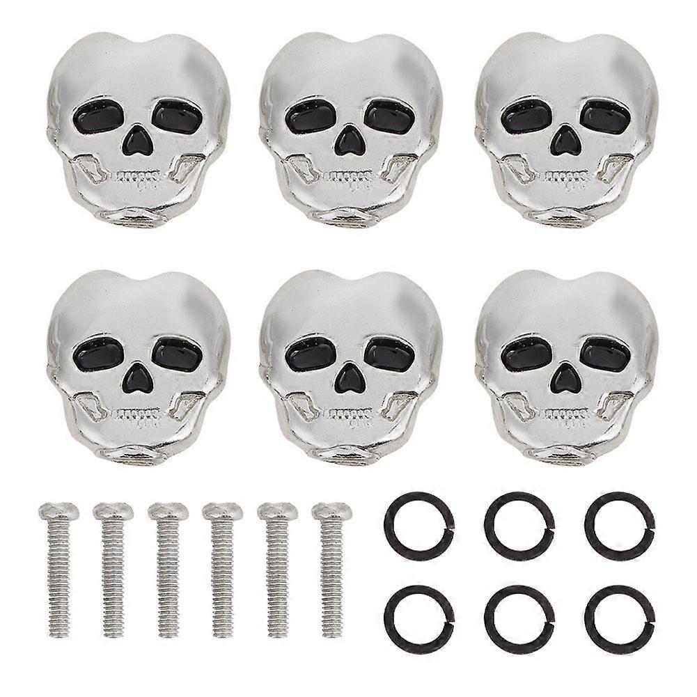 6pcs Tuning Peg Tuning Key Button Cap Heads for Folk Electric Guitar (Silver)