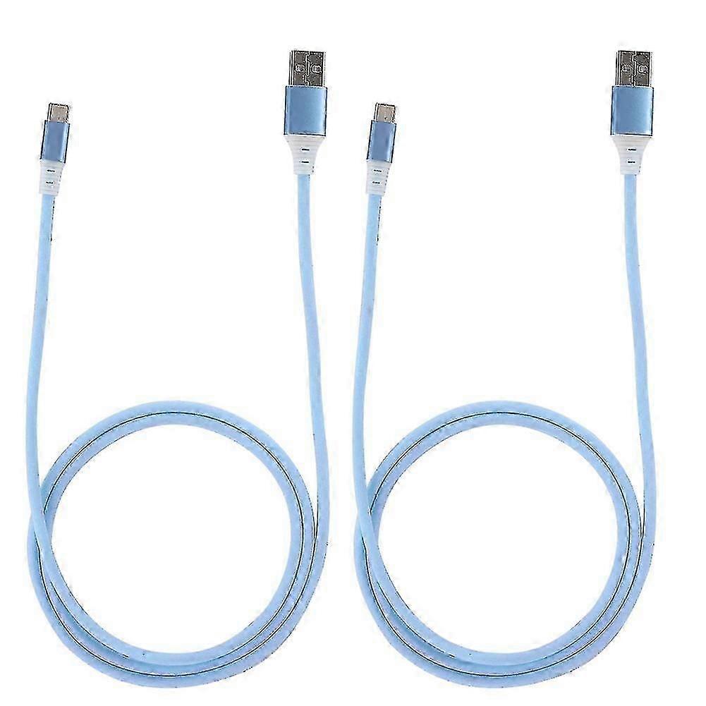 2pcs Blue LED Lighting TPe Aluminum Alloy Data Cable for Phones with Type C Interface