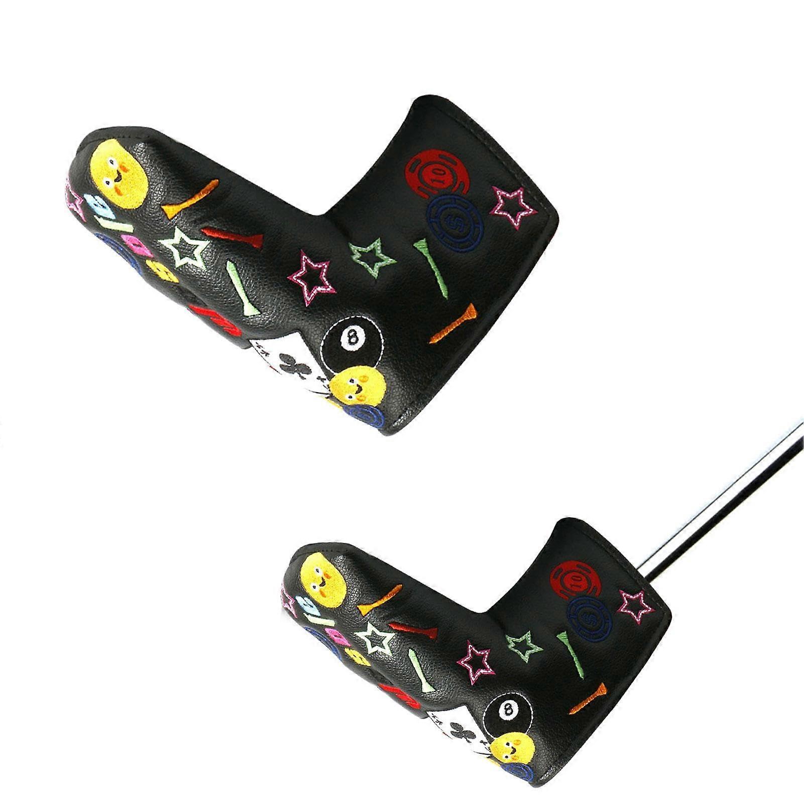 Golf Club Cover Leather Iron Head Cover For Golf Clubs Colorful Printed Design Fits Standard Irons