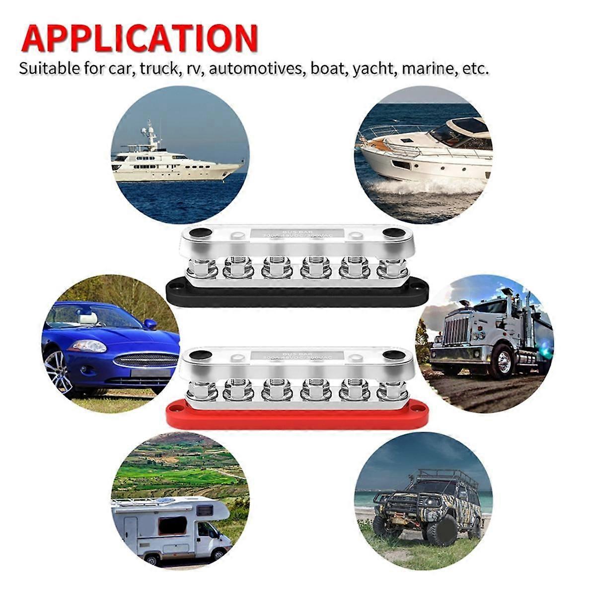 300A Automotive Busbar 12V Power Distribution Block M10 Terminal 48V DC Automotive and Marine Posit