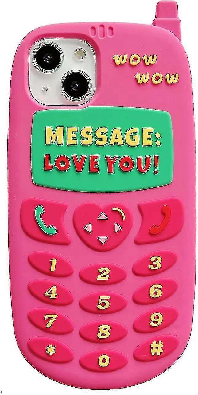 חמוד רטרו PhoneCase 3d קריקטורה רטרו קלאסי טלפון סלולרי רך סיליקון iphone 14 פרו מקרה ורד אדום עמיד בזעזועים