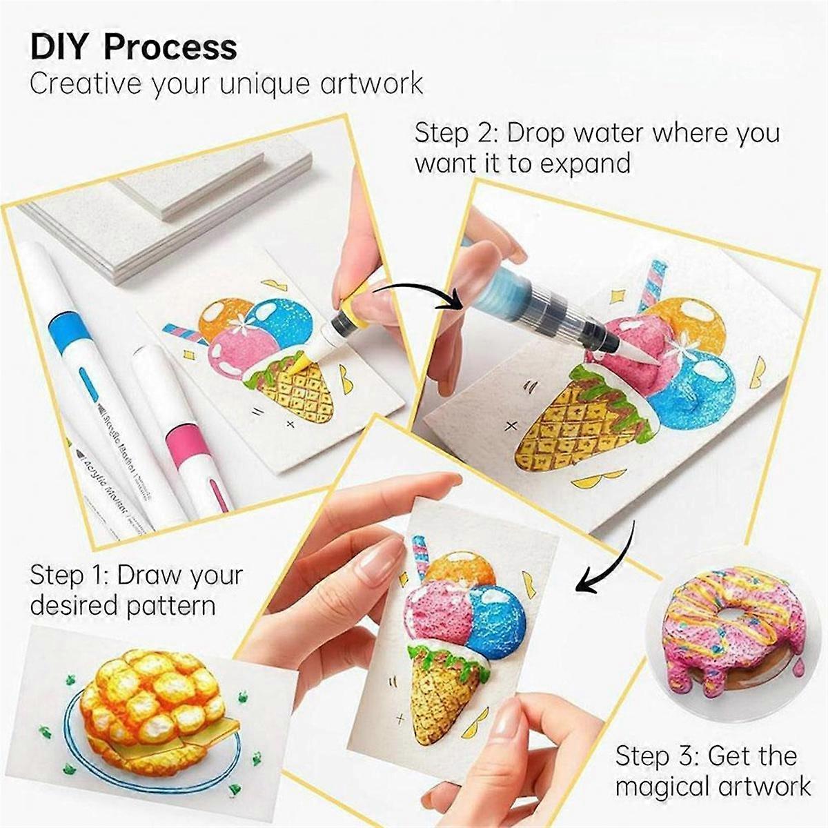 NEW DIY Kids Magic Puffy Paint with Drawing Pens with Easel Magic ...