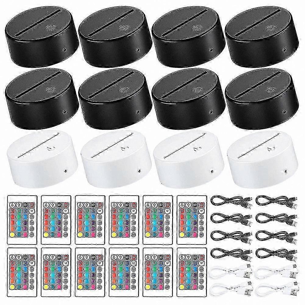 12-Pack LED Light Bases with 16 Colors, Remote-Controlled Display for Acrylic Night Lamps