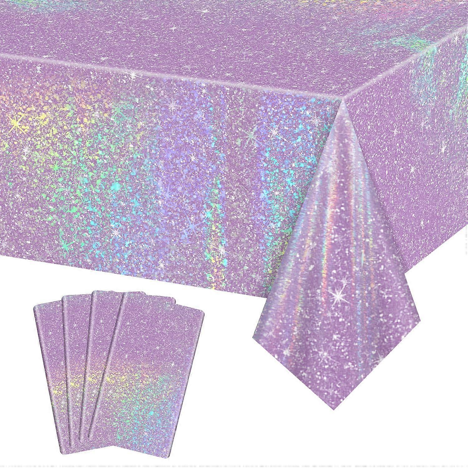 Purple Laser Table Covers 4 Pcs Rectangular Polyethylene PE 130 x 220 cm Wedding Party Decorations