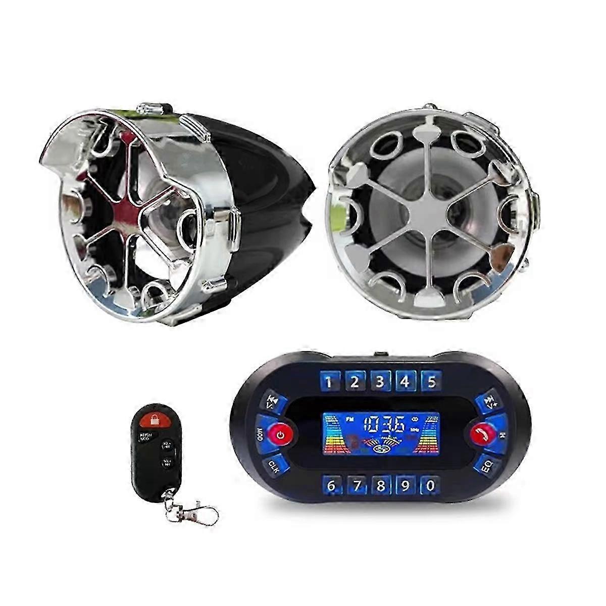 Motorcycle Bluetooth Speaker Amplifier Output 2.1A Music MP3 Player Burglar USB FM Radio Stereo Loud