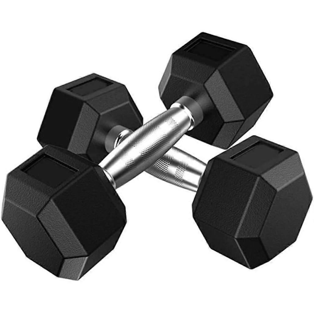 Dumbbell Hexagon Solid Iron RubberEncased With Metal Handles For Home Gym 10Kg Pair (5Kg X 2)