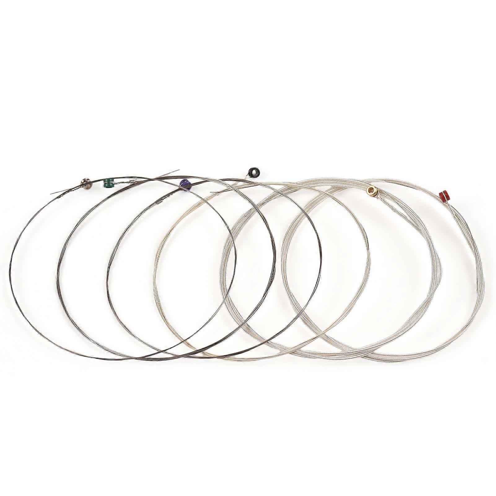 6 Electric & Acoustic Guitar Strings Set, 0.009-0.041in, Black/Silver