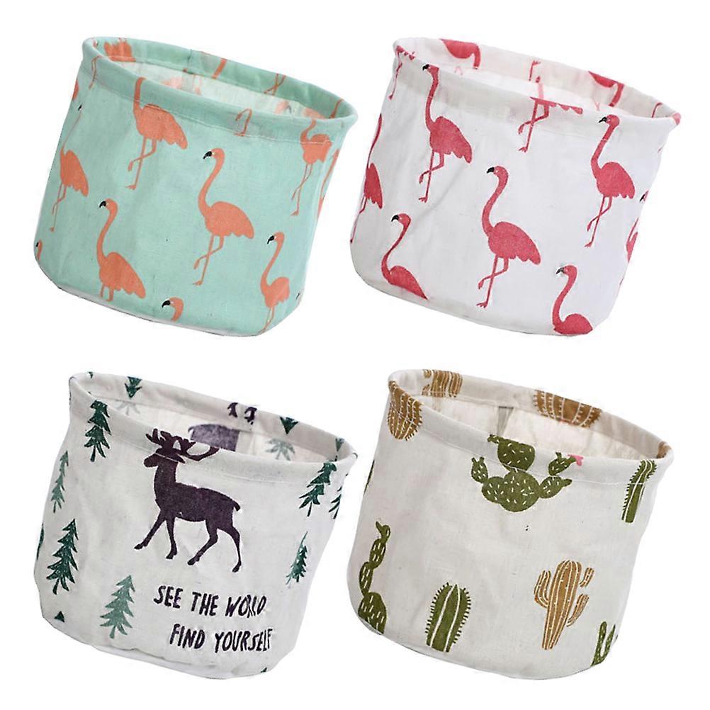 Cloth Basket Cotton and Linen Storage for Holding Sundries 4Pcs Assorted Colors