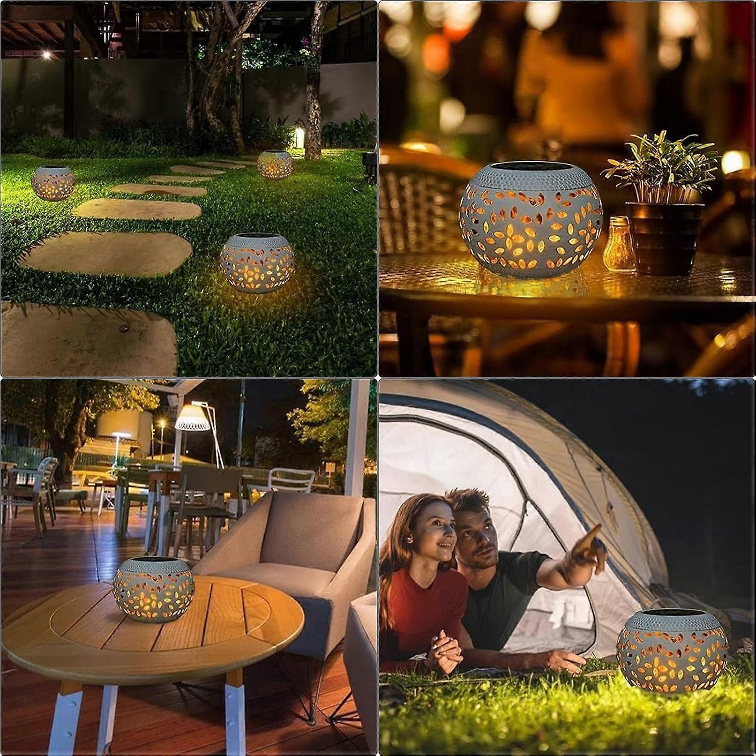 Solar Table Light Vintage Metal Lantern With Realistic Flickering Flame IP55 Waterproof LED For Desk Garden Patio Path