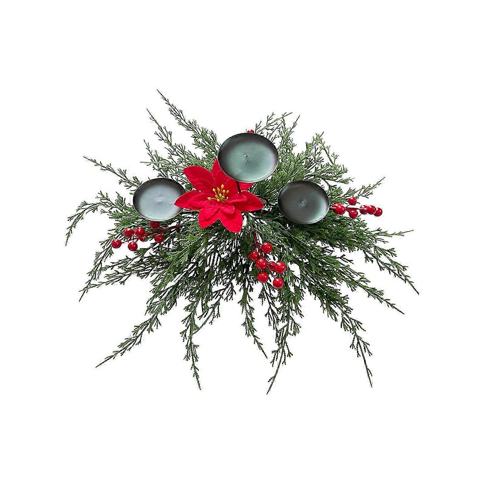 Artificial Christmas Decor, Traditional Red Green Festive Style For Dining Room Table