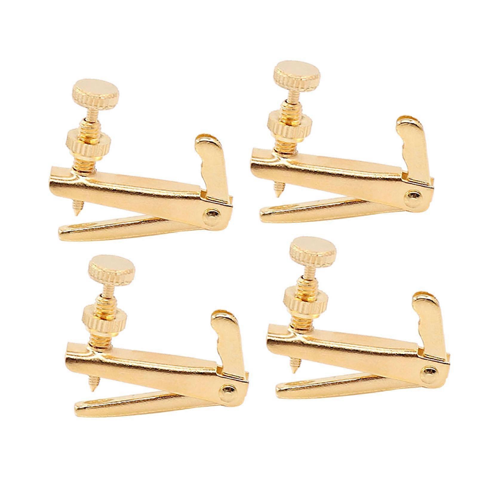 4 PCS 1/2 Violin Fine Tuners Gold Alloy String Adjusters