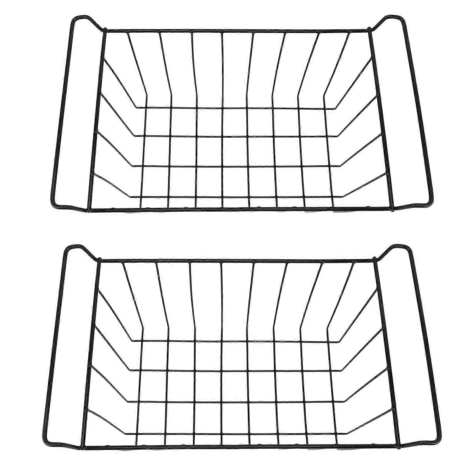 2 Pcs Freezer Wire Storage Basket PE Coated Hanging Rack Organizer Bin Black for Refrigerator Shelves L 44.5cm X W 24.5cm X H 20cm
