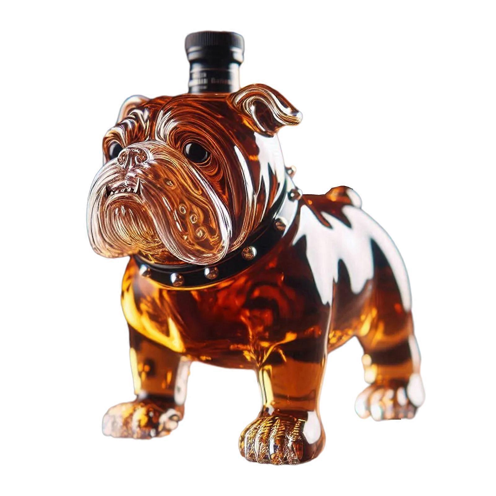 300ml Bulldog Shape Whiskey Bottle Large Capacity Glass Decanter Red Wine Decanter Home Bar Whiskey Accessory