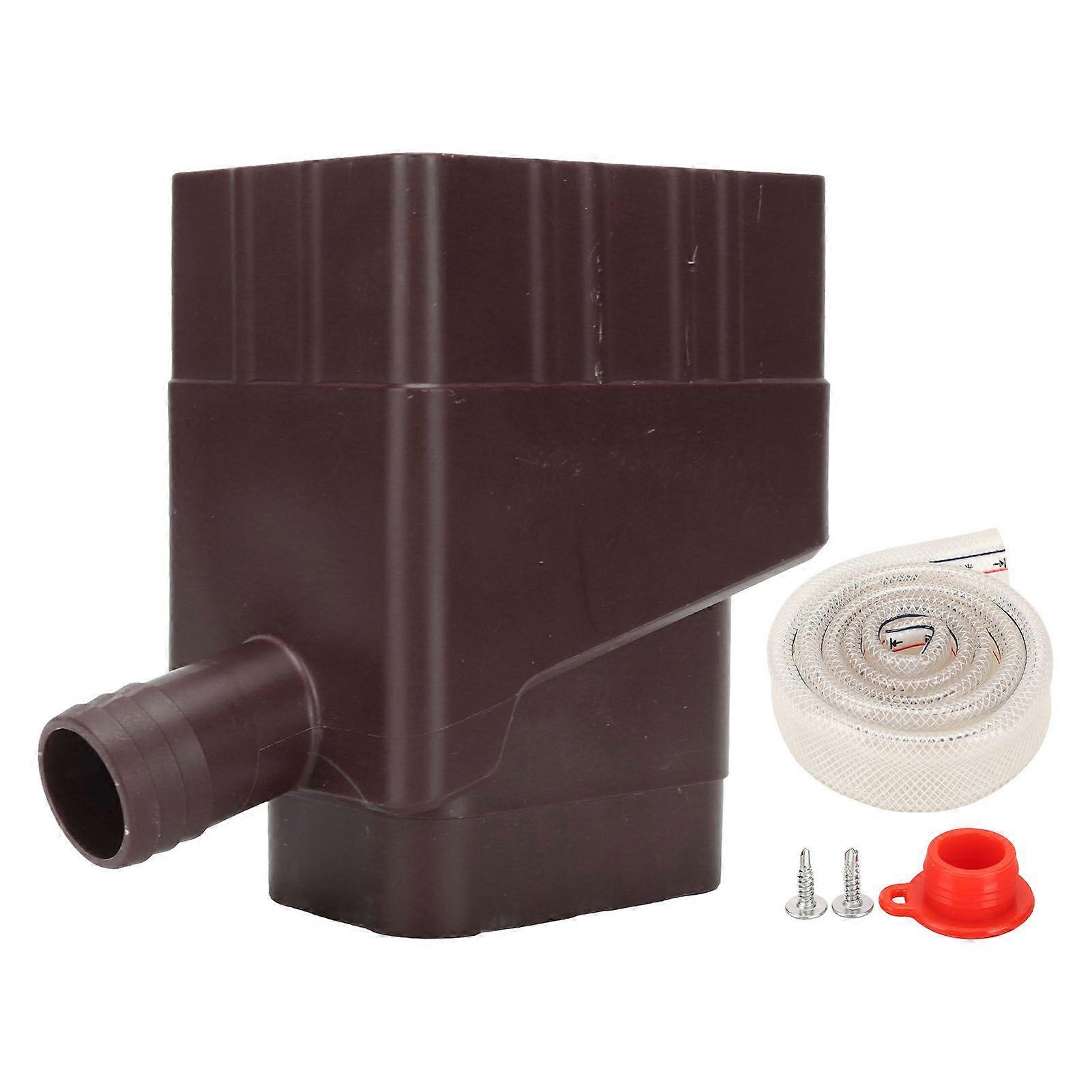 Rainwater Collection System Standard Downspout Water Diverter Connector System with 40 Inch Hose for Lawn Garden Dark Brown