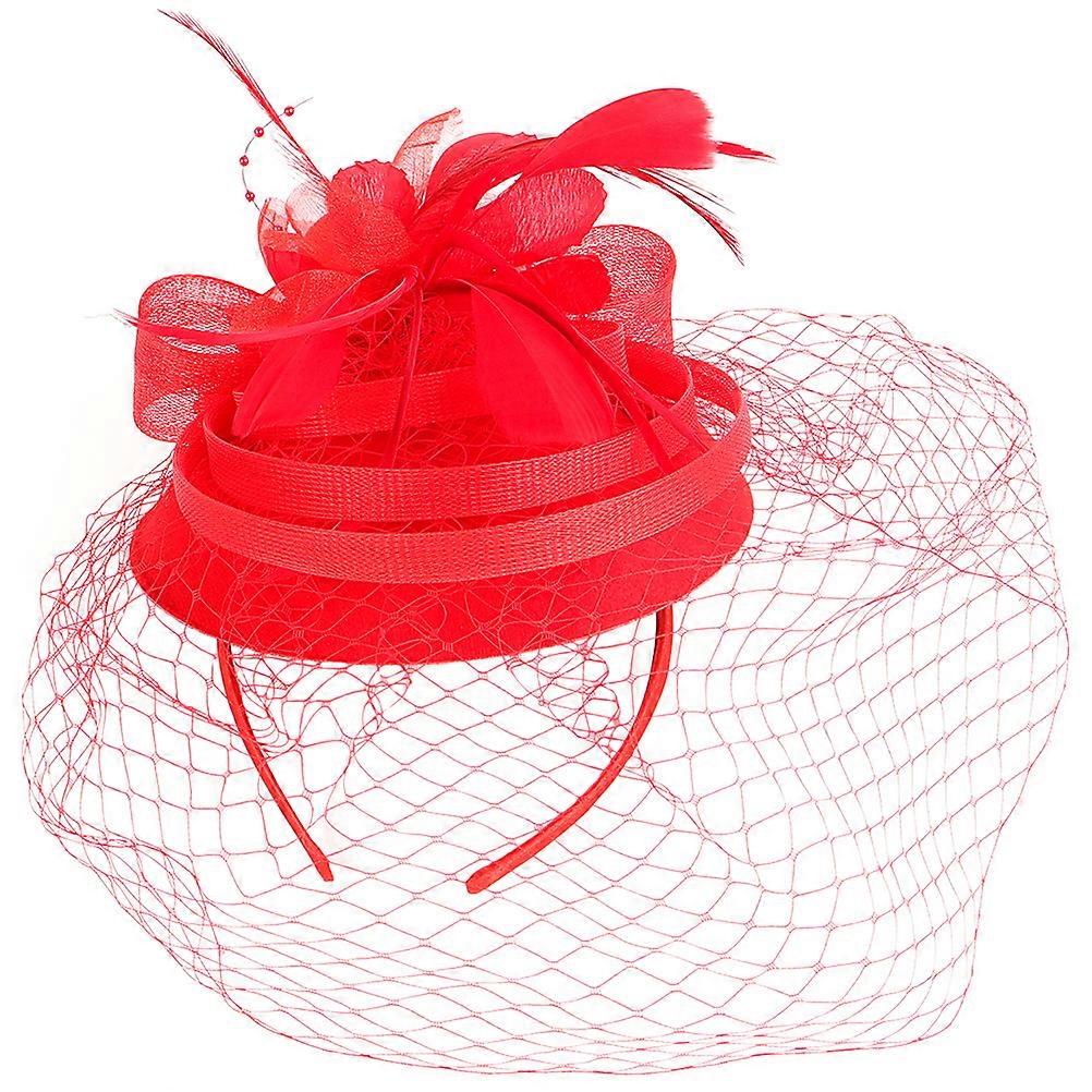 Red Tea Party Fascinator Hat Clip for Decoration Use