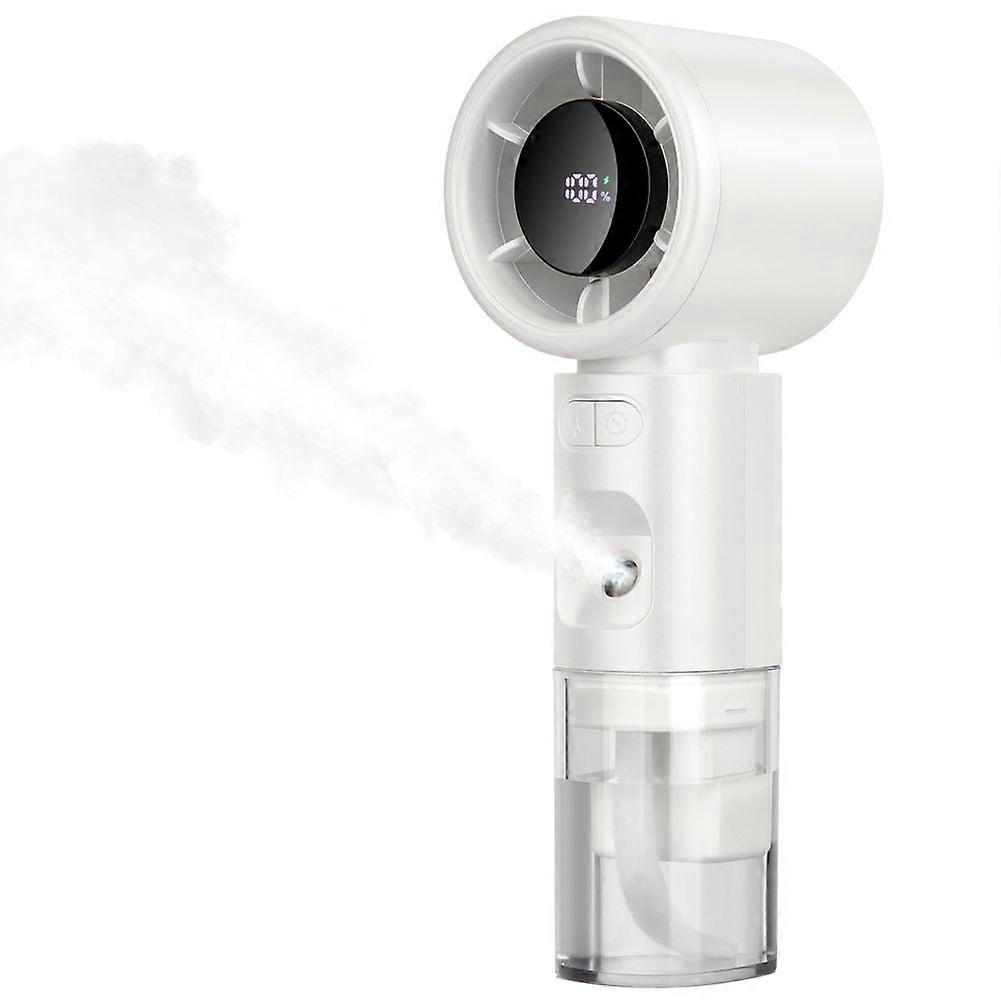 Portable Handheld Misting Fan, Rechargeable Mini Turbo with 5 Speeds, LED Display for Outdoor, Travel