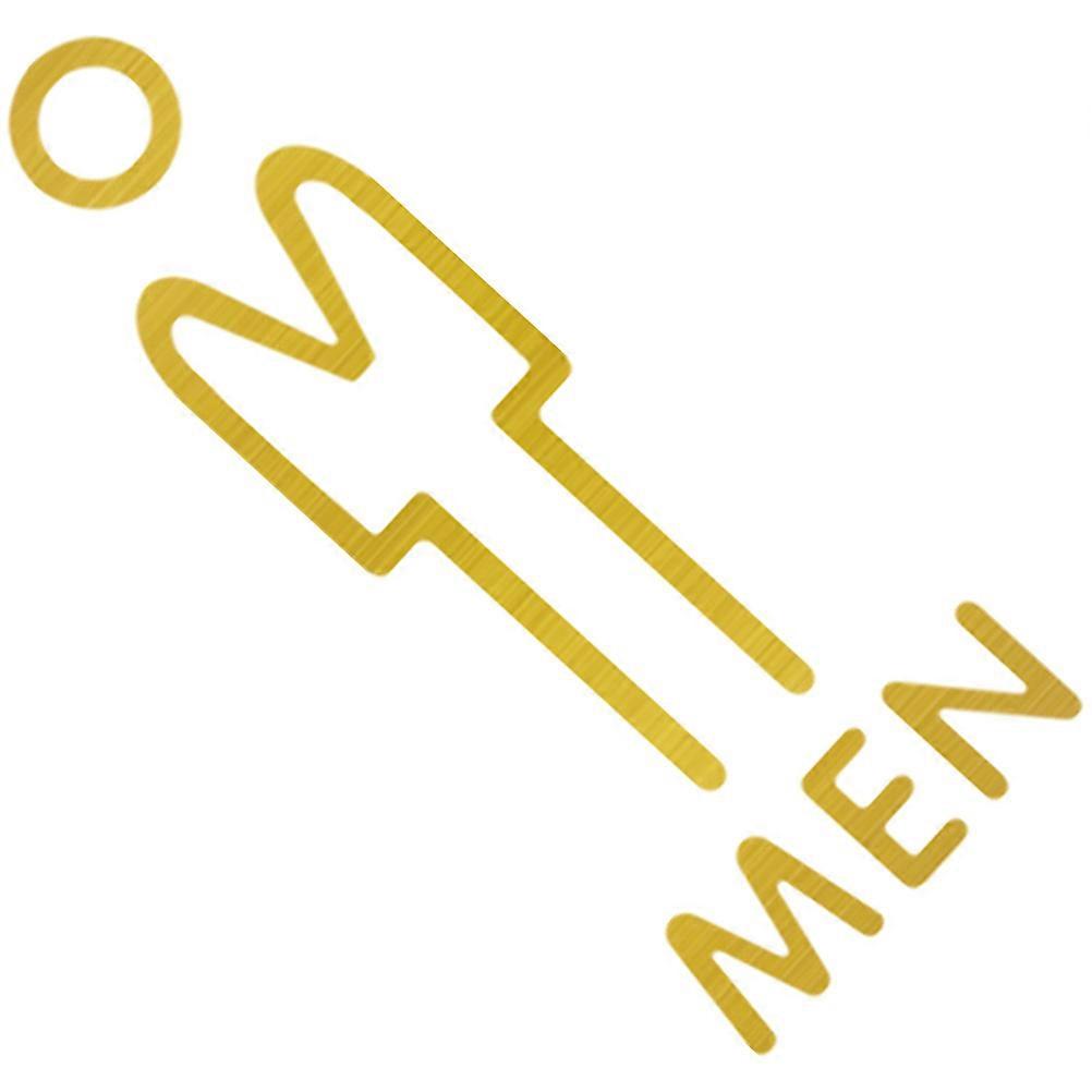 Restroom Signboard Golden Toilet Sign Self Adhesive for Office Use 2Pcs
