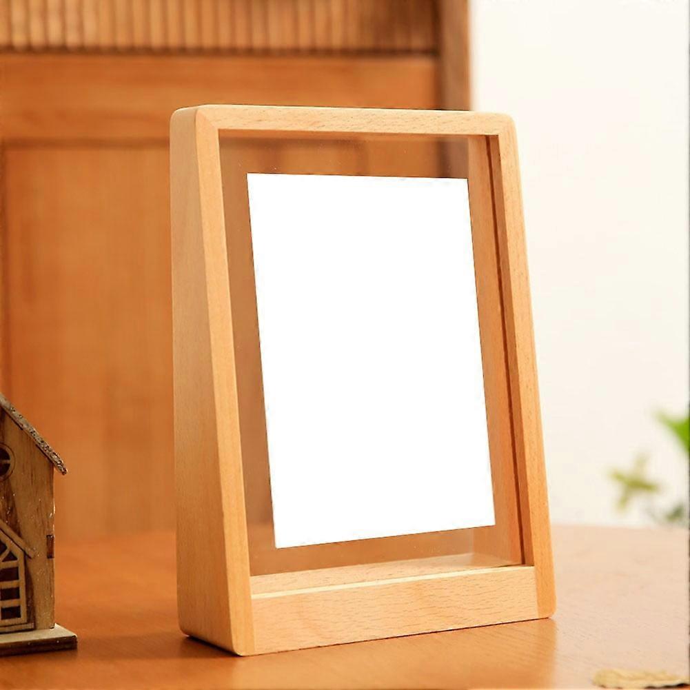 Acrylic Log Photo Frame, Trapezoidal Solid Wood Frame for Home Decor, Modern Display for Family Photos & Artwork, 2