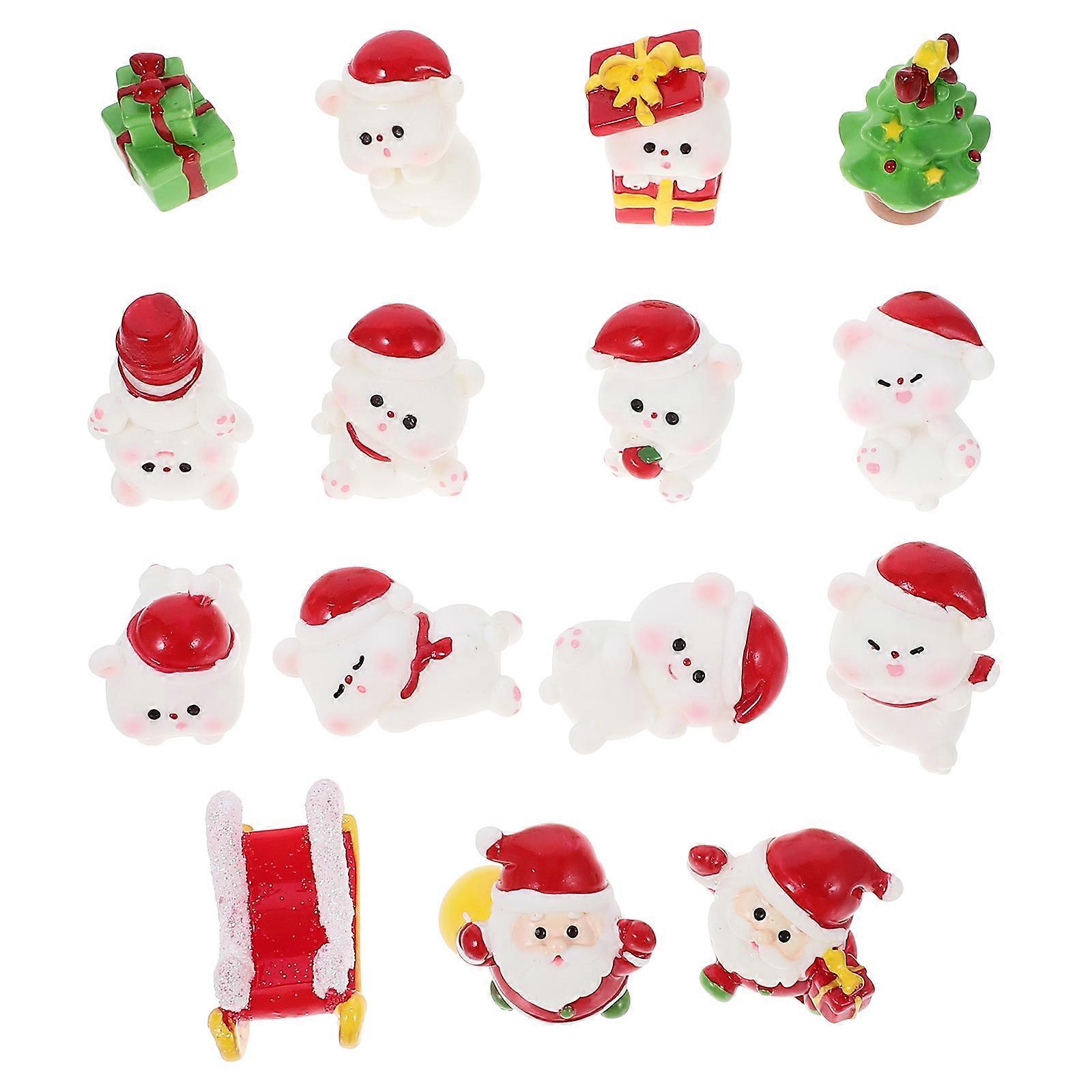Christmas Miniature Resin Ornament for Decor 4Sets Xmas Desktop Kit