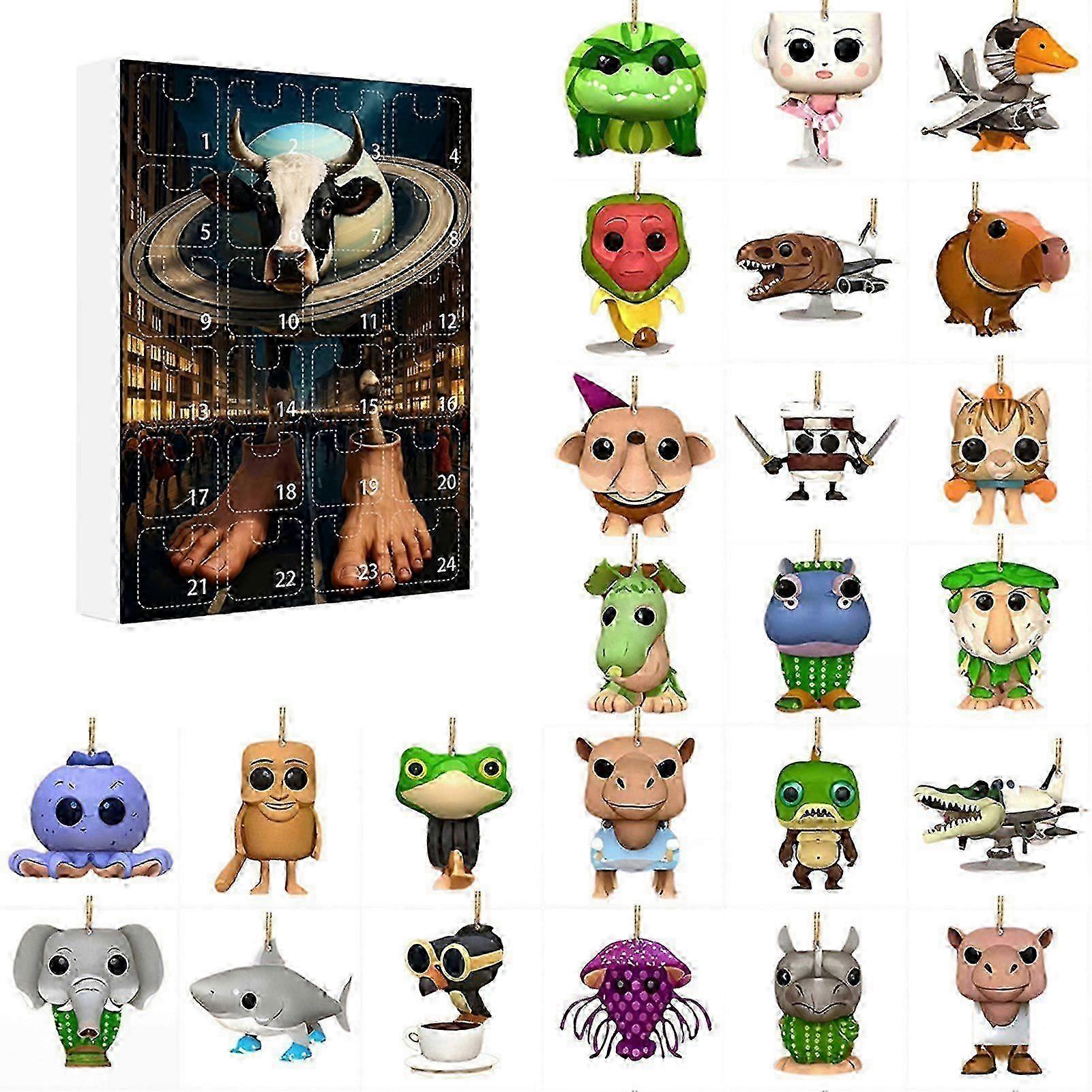 24 Days Advent Calendar 2025 Keychain for Kids - Brainrot Animal Series (2D Acrylic)