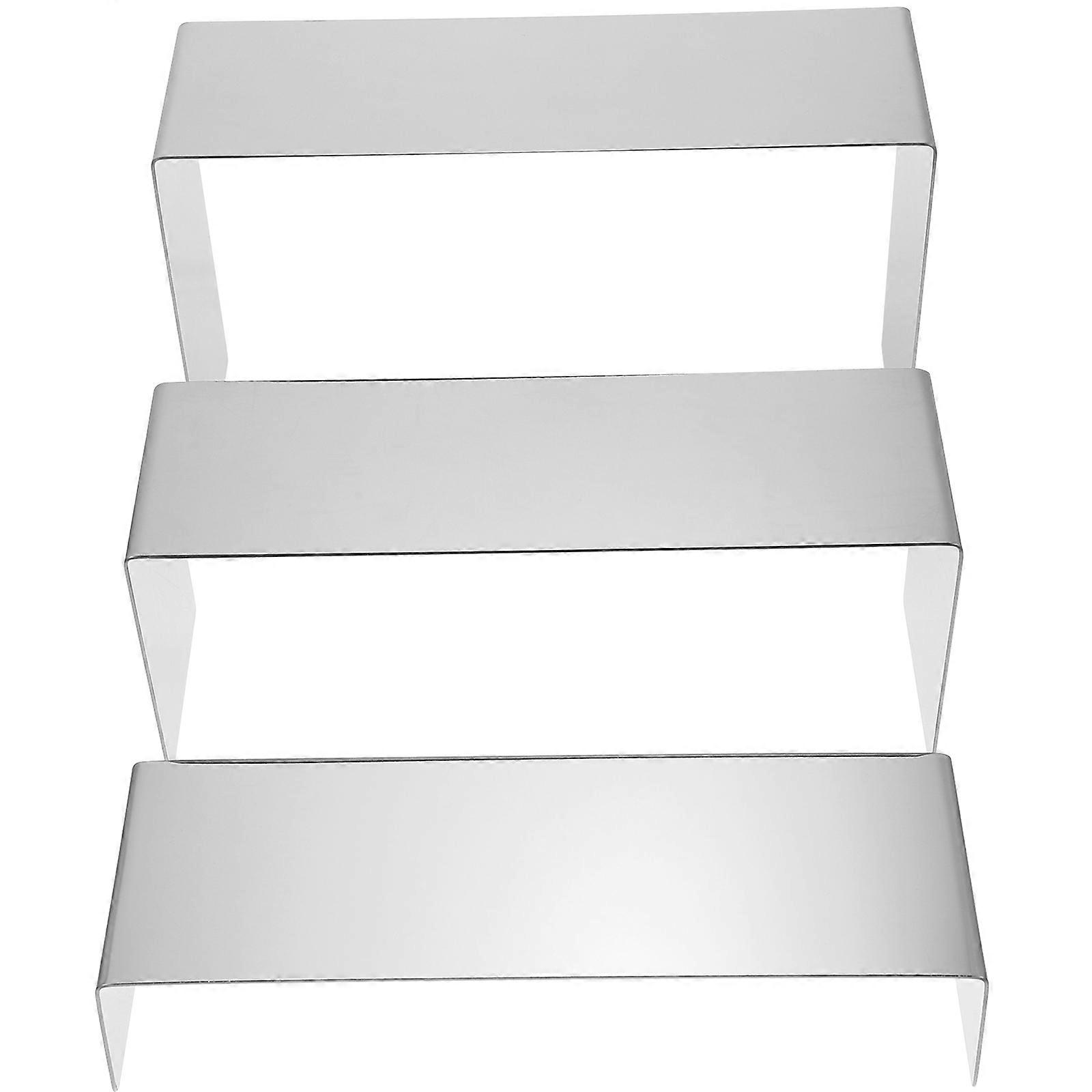 Shoes Shelf Stainless Steel Shoes Shelf for Display Use 3Pcs Set Silver