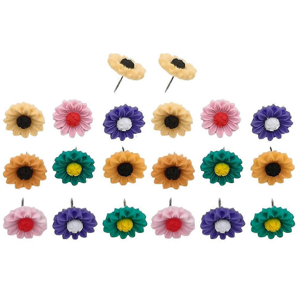 Pushpins Ideal For Pining Photos At Home Or Office With Fashion Sunflower Shape And Assorted Colors 40 Pcs