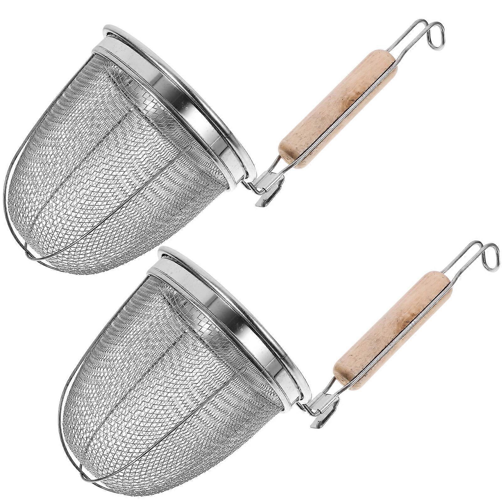 Mesh Colander Stainless Steel Strainer for Kitchen 4Pcs Silver Tool