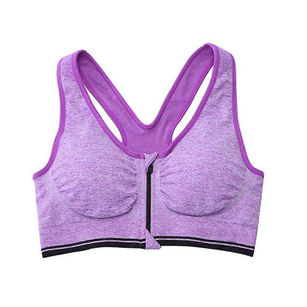 Support Bras Front Zipper Closure for Exercise Women's 2Pcs Purple Bra
