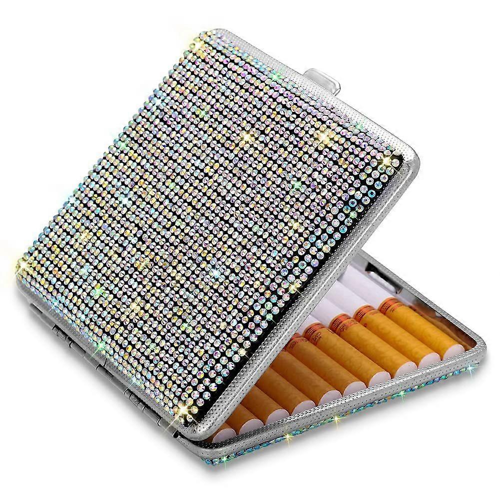 Doppelseitige Zigarettenbox aus Metall mit Strasssteinen