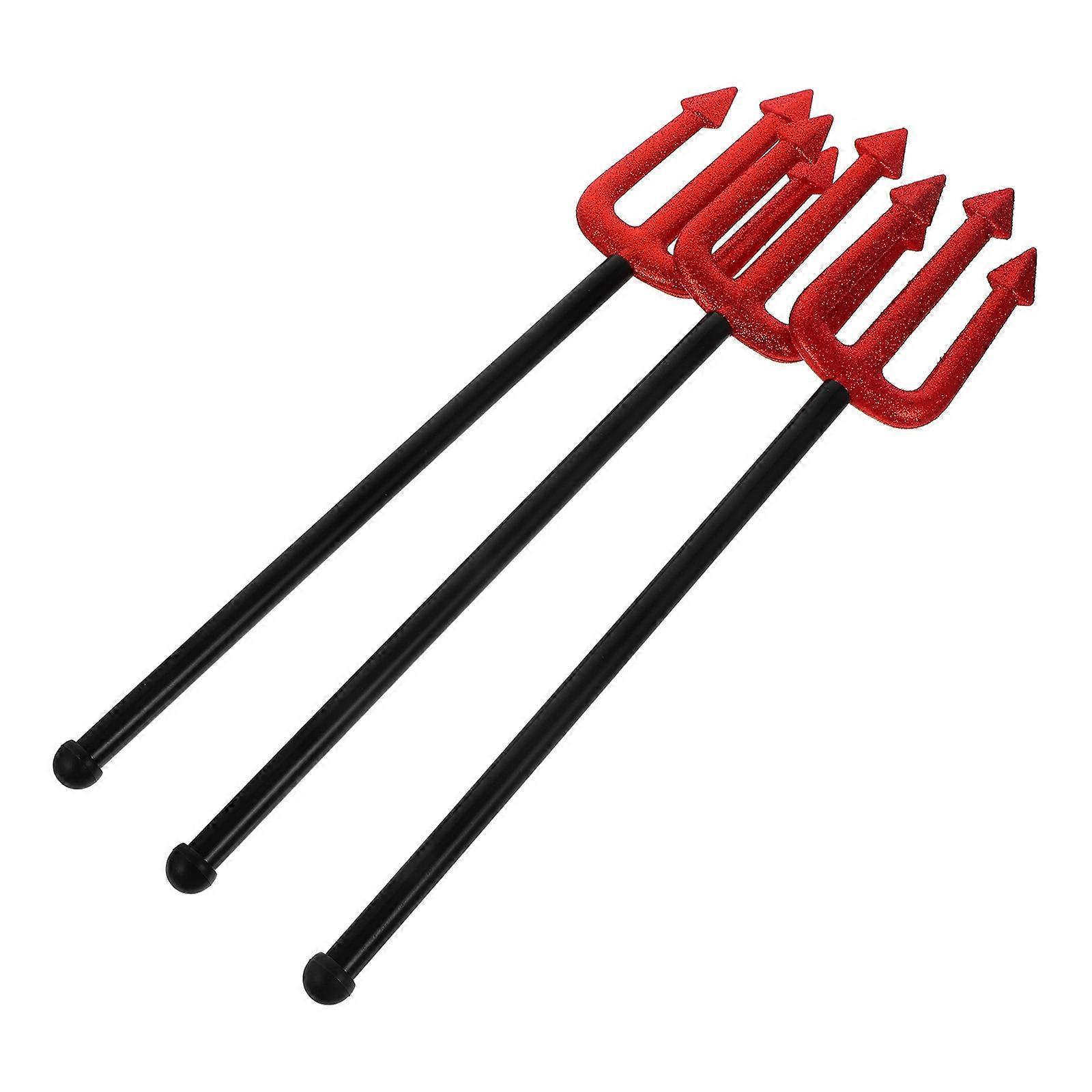 Cosplay Pitch Fork Plastic Prop for Halloween 6Pcs Red Decor