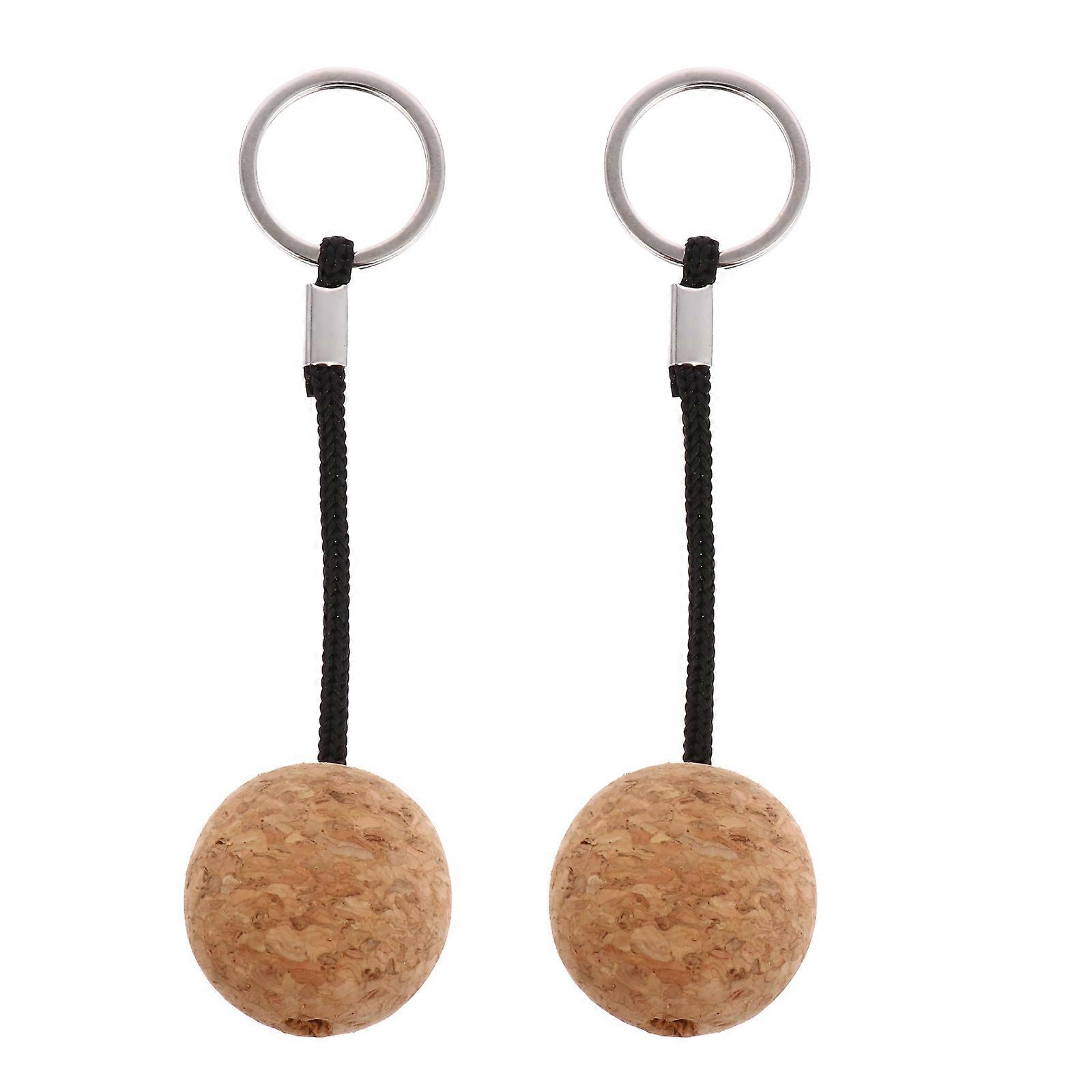 Wooden Ball Keyring Floating Ball Keychain for Boating 6Pcs Set