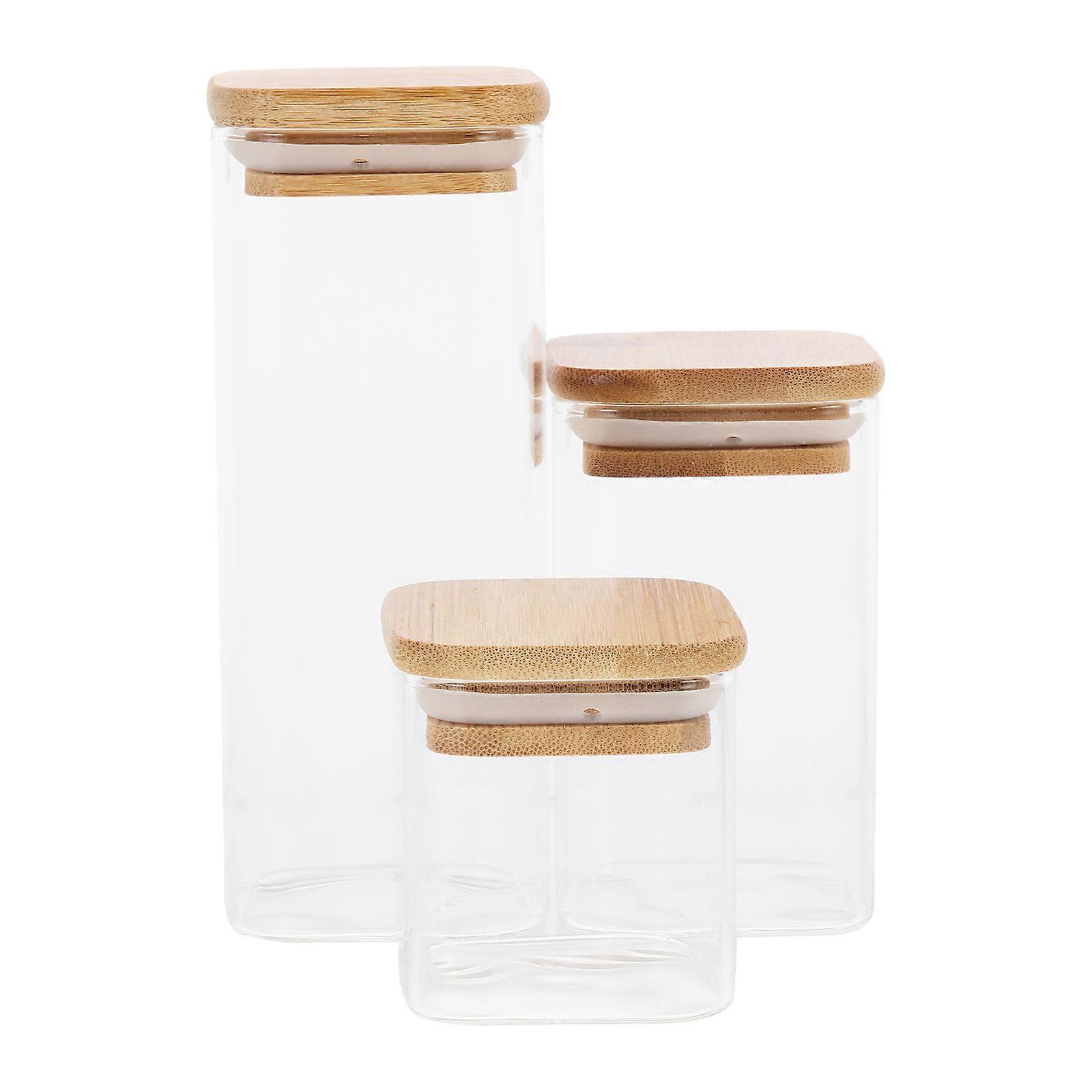 Canister with Bamboo Lids Food Storage Container for Storage Use 6Pcs