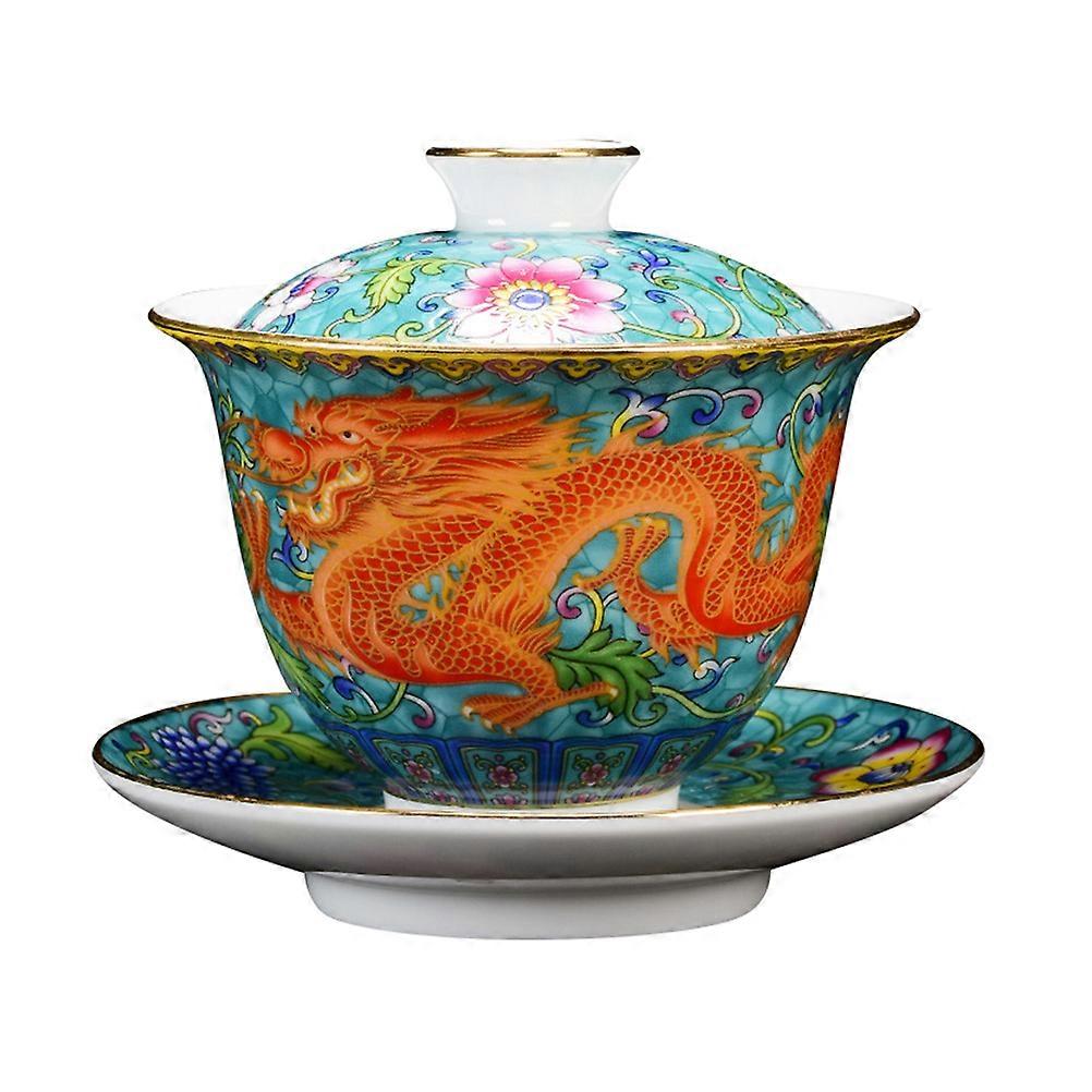 Green Ceramic Tea Bowls with Saucer for Tea Brewing 2Sets