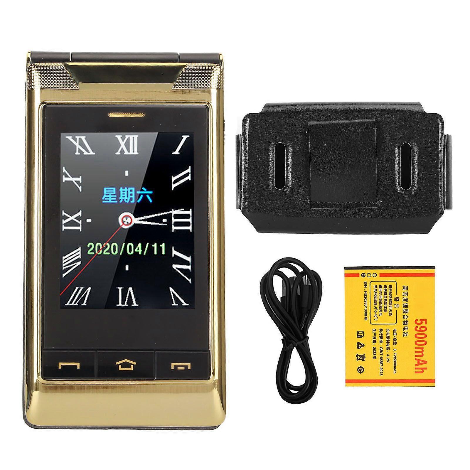 3.0in Flip Phone for Seniors Large Buttons Fonts Flip Mobile Phone HD Dual Screen Display Dual Card Loud Volume 5900mAh Battery Gold