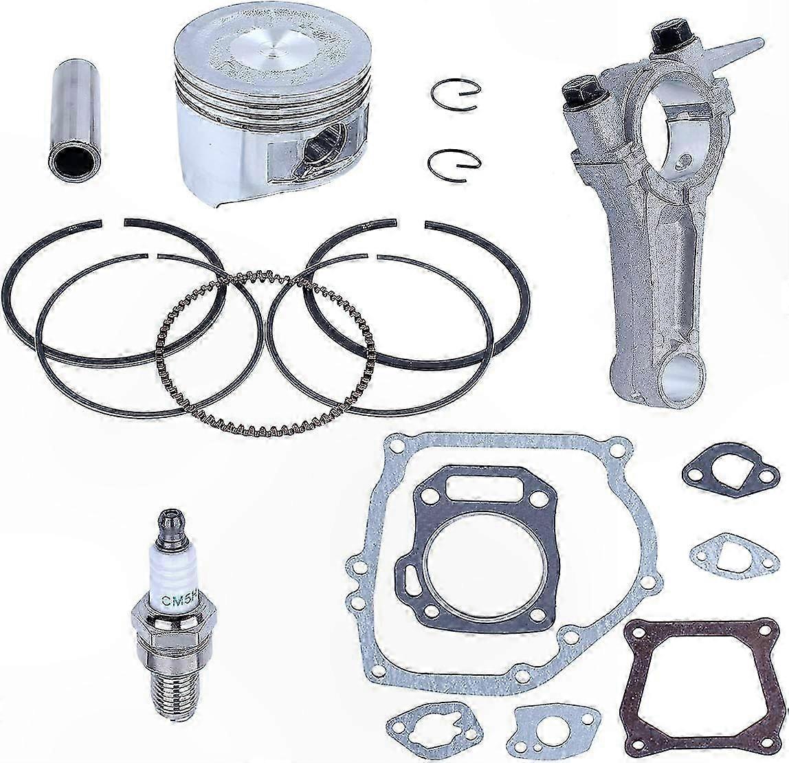 Piston Ring Kit with Connecting Rod Gasket Set for 4-Stroke Generator Engines, 68mm Size