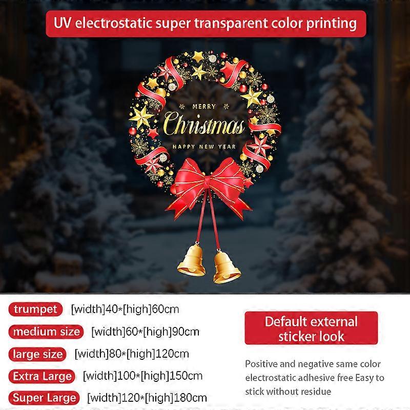 Christmas decorations static stickers window decoration scene layout glass door stickers window new red wreath SDUV-169 [static glue-free] - extra