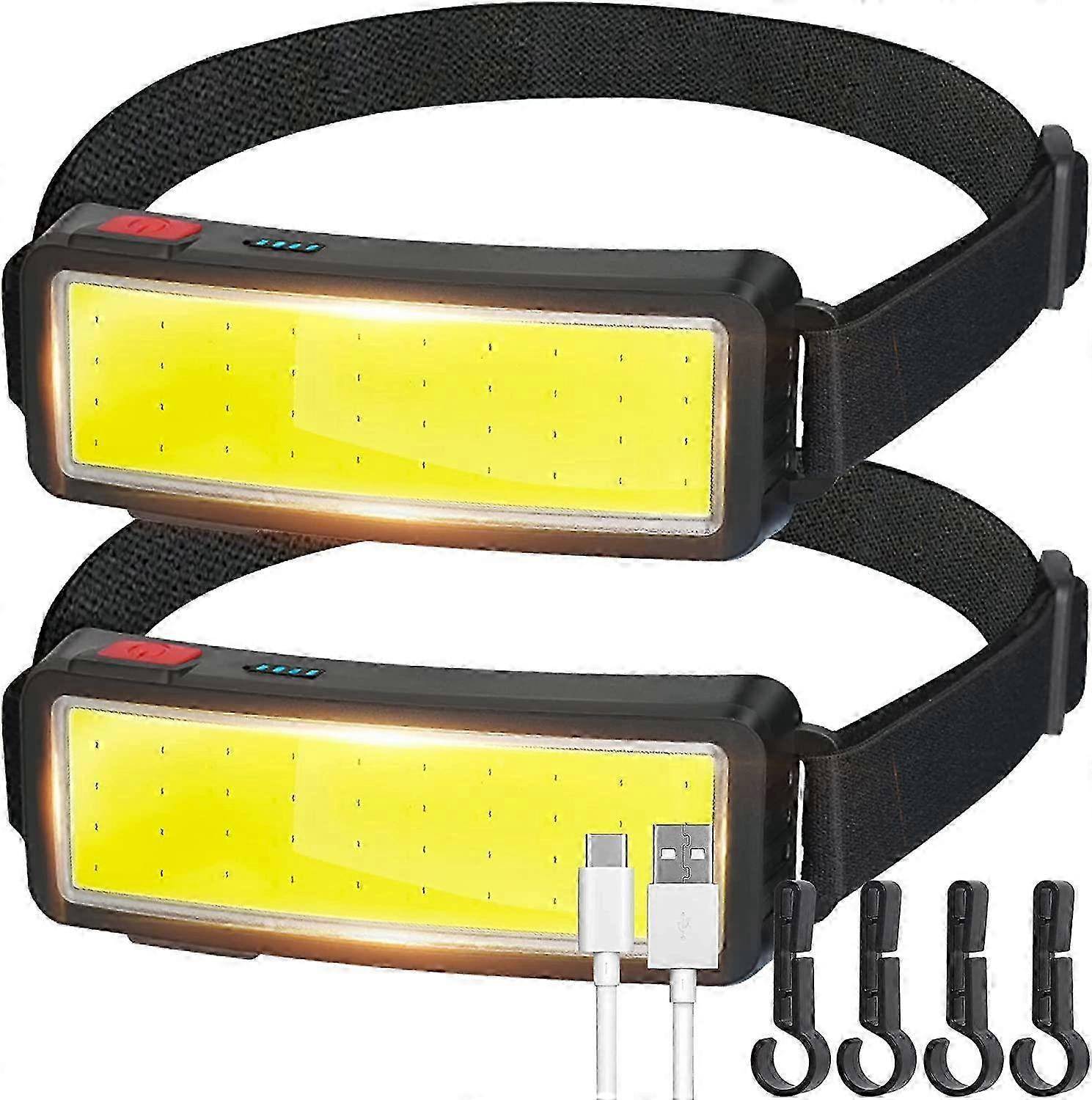 2000 Lumen USB Rechargeable COB LED Headlamp, Waterproof Head Torch for Camping, Car Maintenance, and Construction Work