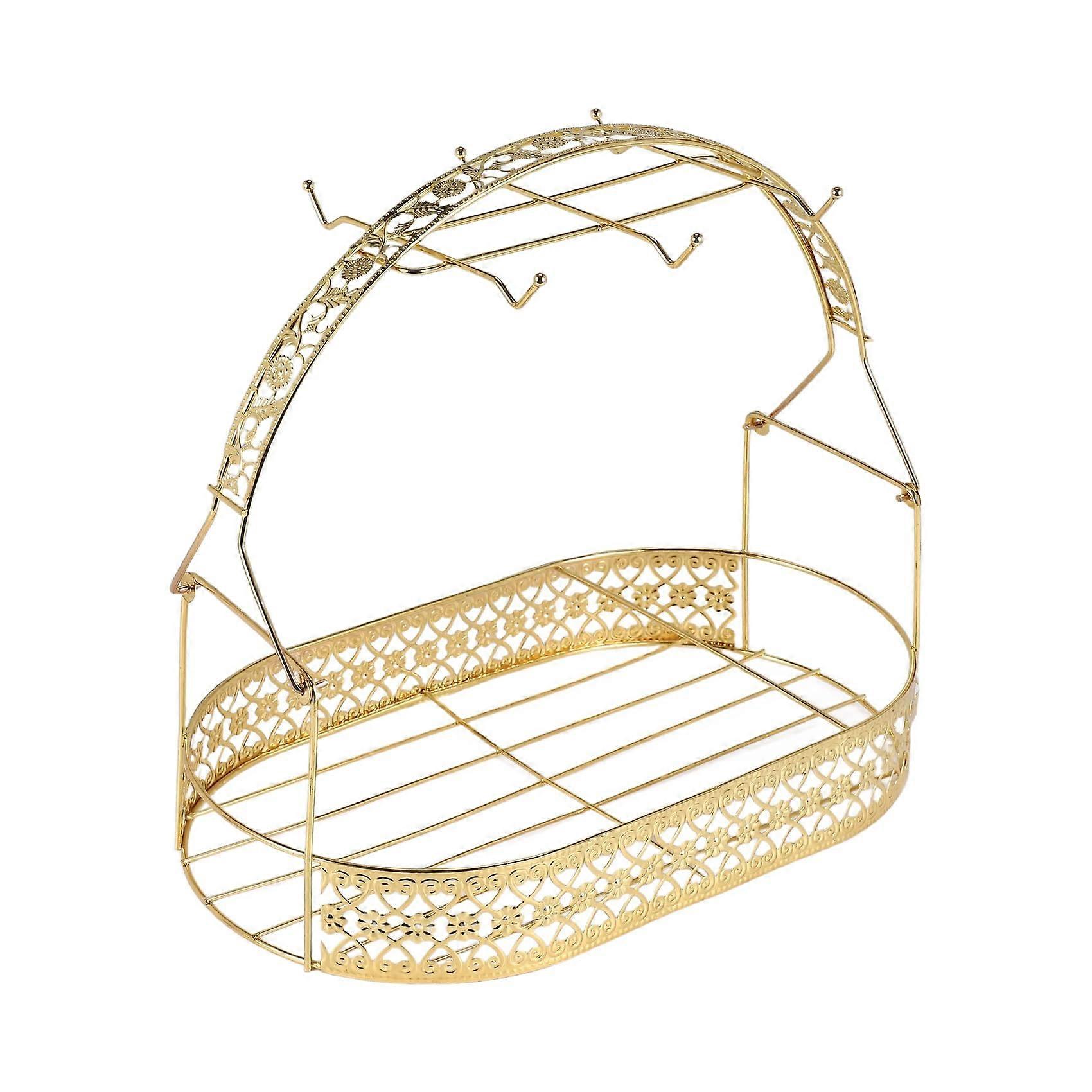 Gold LargeCapacity Storage Rack GoldPlated Metal Rack For Most Cups Saucers Spoons And Pots Can Hang