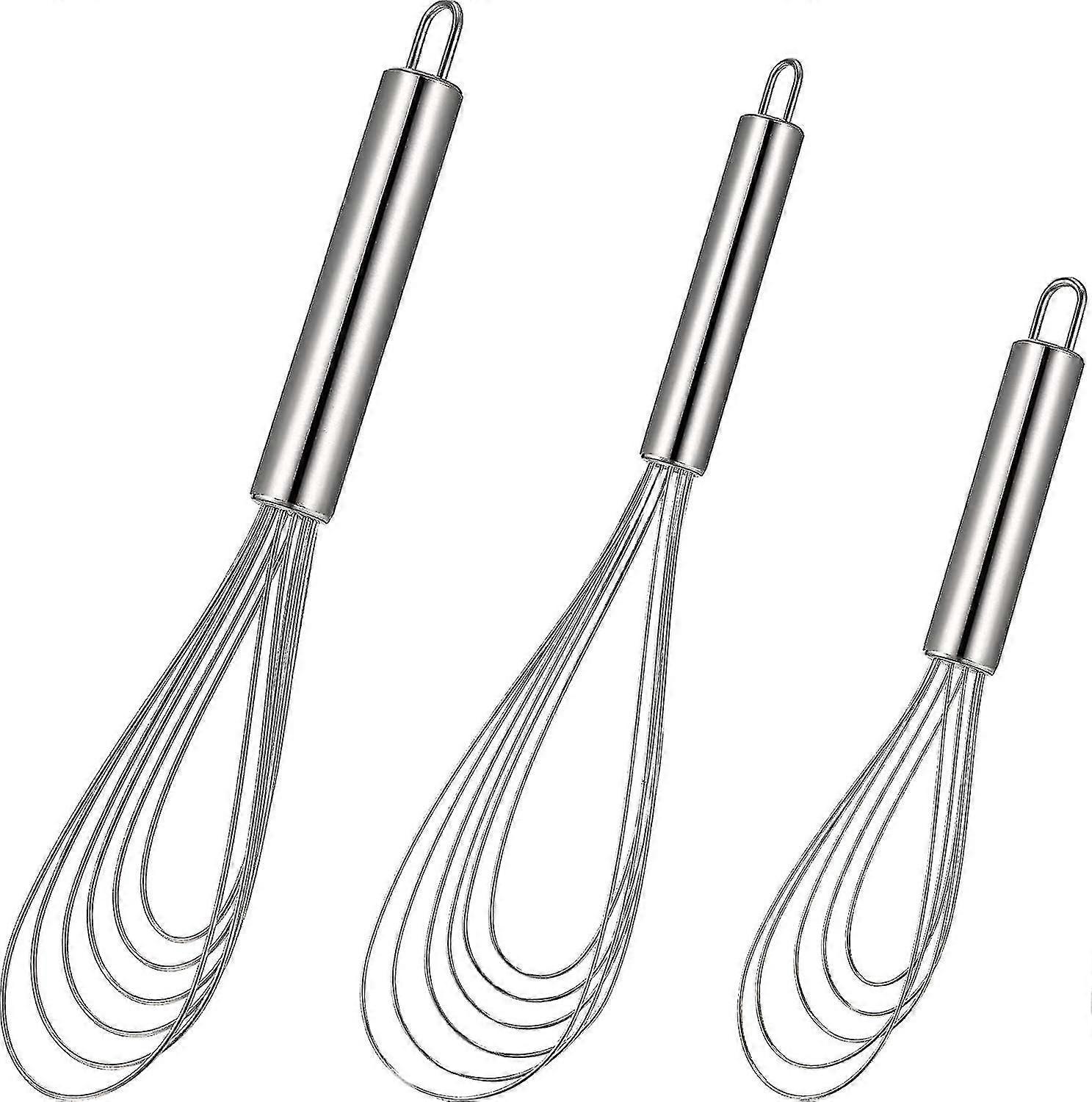 3 κομμάτια από ανοξείδωτο χάλυβα επίπεδη σύρμα σύρματος σύρματος για το χτύπημα, σάλτσα ανάδευση, πλυντήριο πιάτων Safe-liuyue