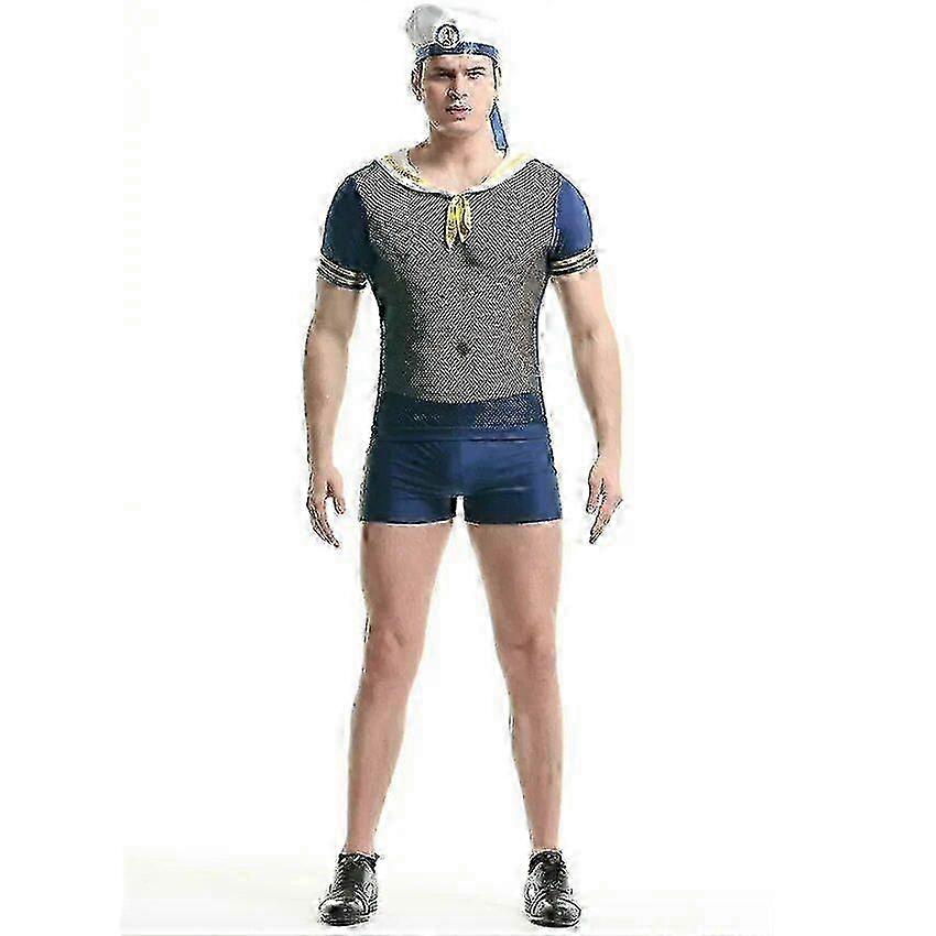 زي رجالي شبكي شفاف مثير للعب الأدوار، ملابس بحار داخلية، زي تنكري مثير للشيطان، زي تنكري للرجال المثليين في ملهى ليلي