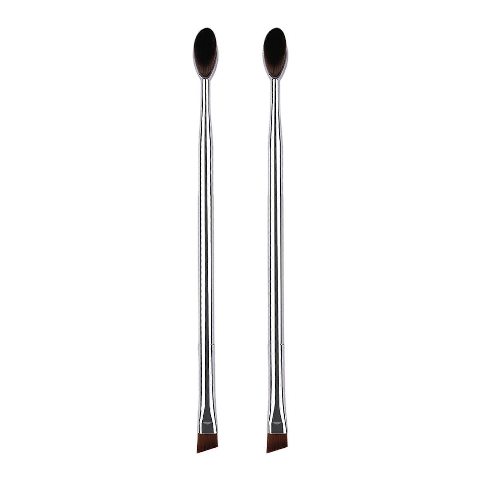 Double Ended Angled Brow Brush Set For Salon Quality Makeup Easy To Clean Synthetic Fibers Multicolor