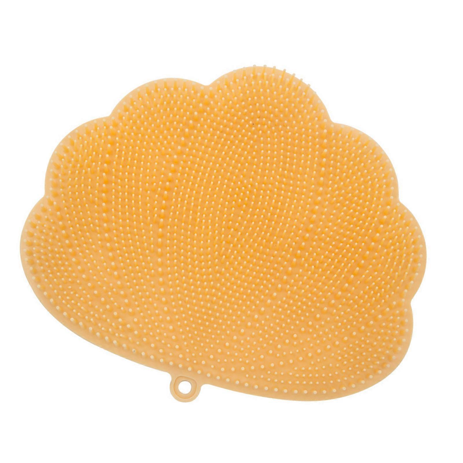 Bath Massage Mat Silicone Foot Scrubber Slip proof Base Double Function For Back Cleansing Stress Relief  Yellow
