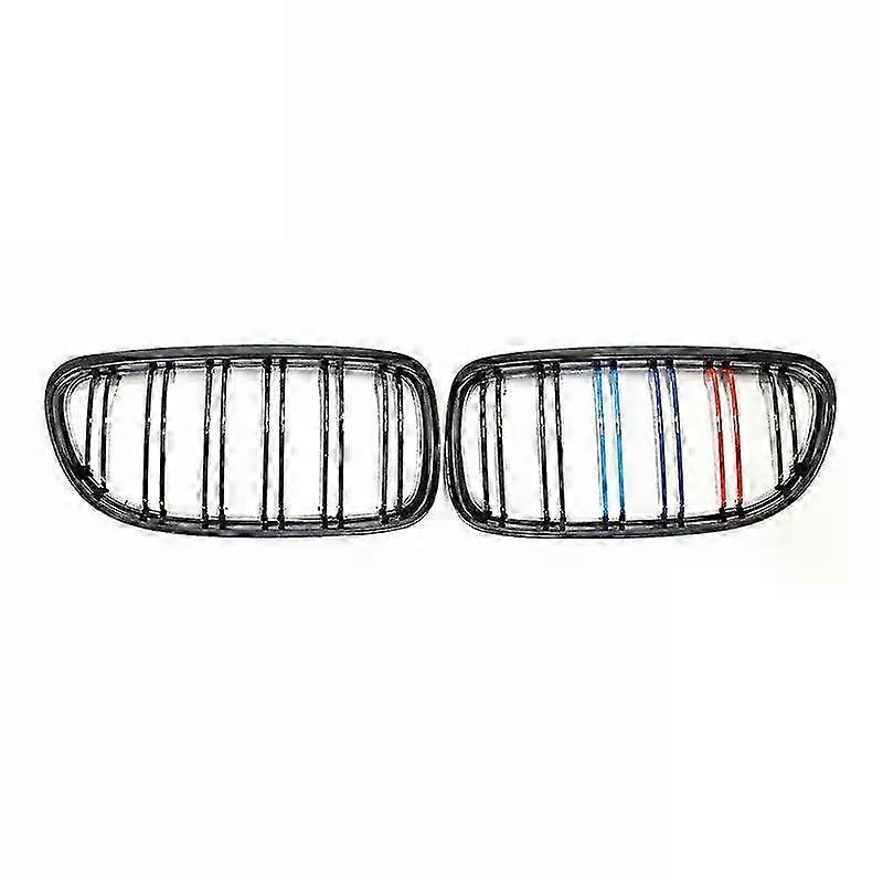 Front car grille for BMW E90 E91, gloss black with M-color double lines