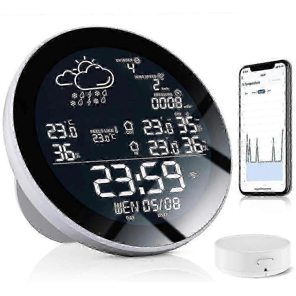 Tuya Wifi Lcd Digital Clock Temperature Humidity Meter Indoor Outdoor Smart