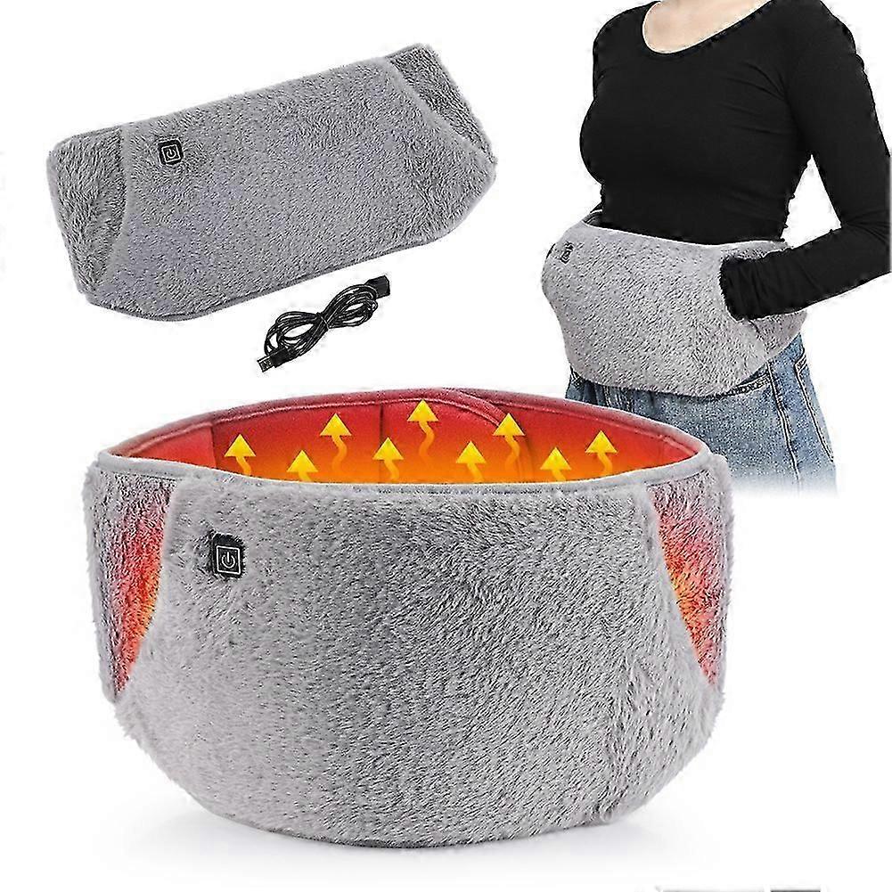 Usb Electric Heated Lumbar Support Belt Portable, Soft Comfortable Heating For Winter, Back Pain Relief, Menstrual Comfort, Office Use_Aetheris