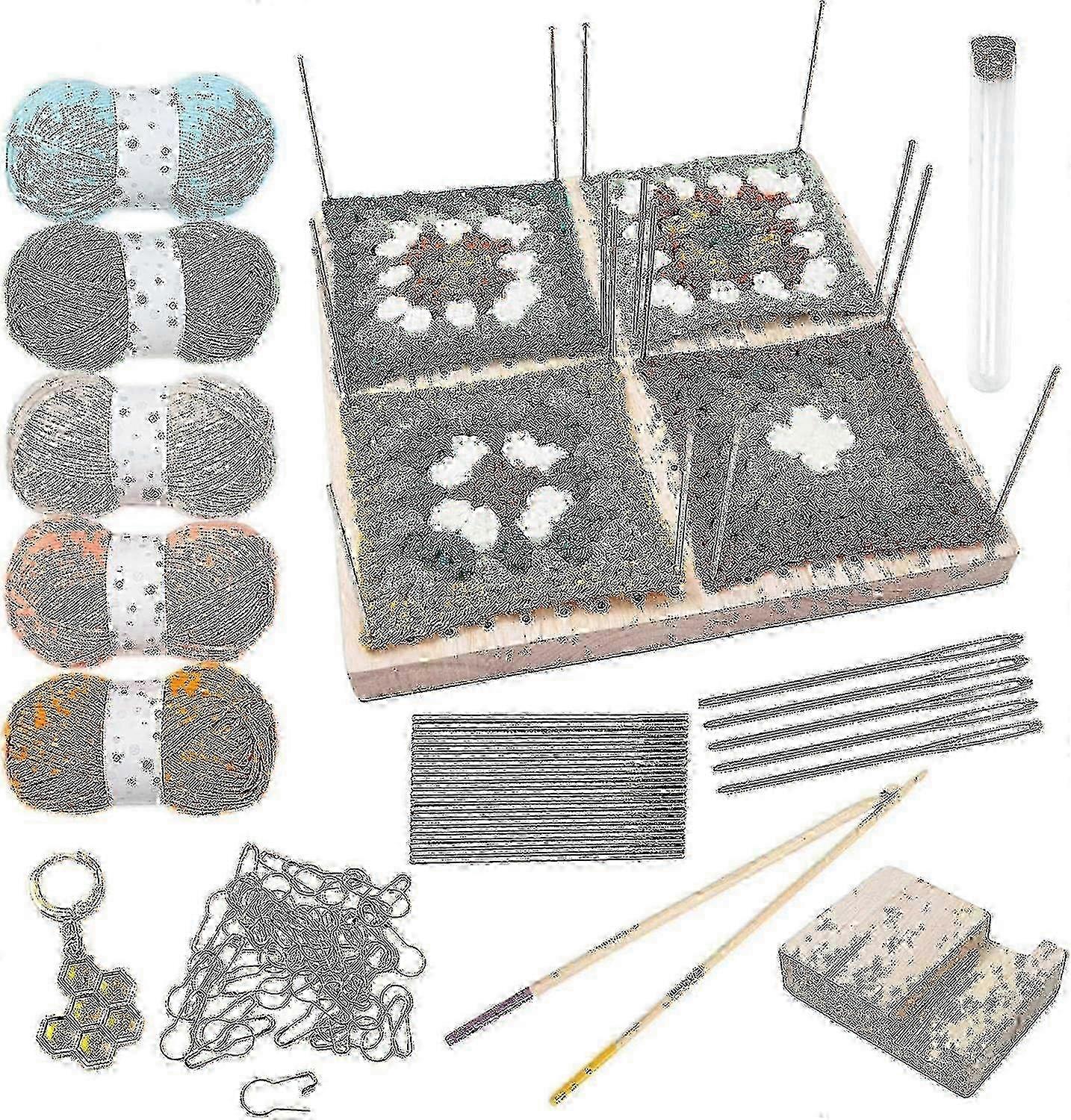 Crochet Blocking, Square Wooden Blocking Board Mat, Crochet Supplies And Accessories, Full Kit With Crochet Hook For Diy Crafts And Beginner