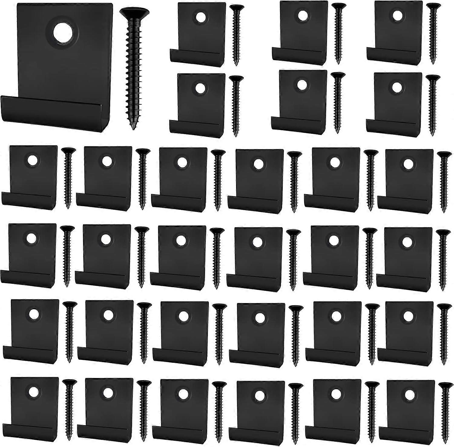 30 composite decking clips, concealed starter fixing clip with self-tapping screw, stainless steel DIY hardware (black)